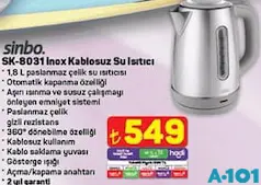 SİNBO SK-8031 İNOX KABLOSUZ SU ISITICI SİNBO SK-8031 İNOX KABLOSUZ SU ISITICI